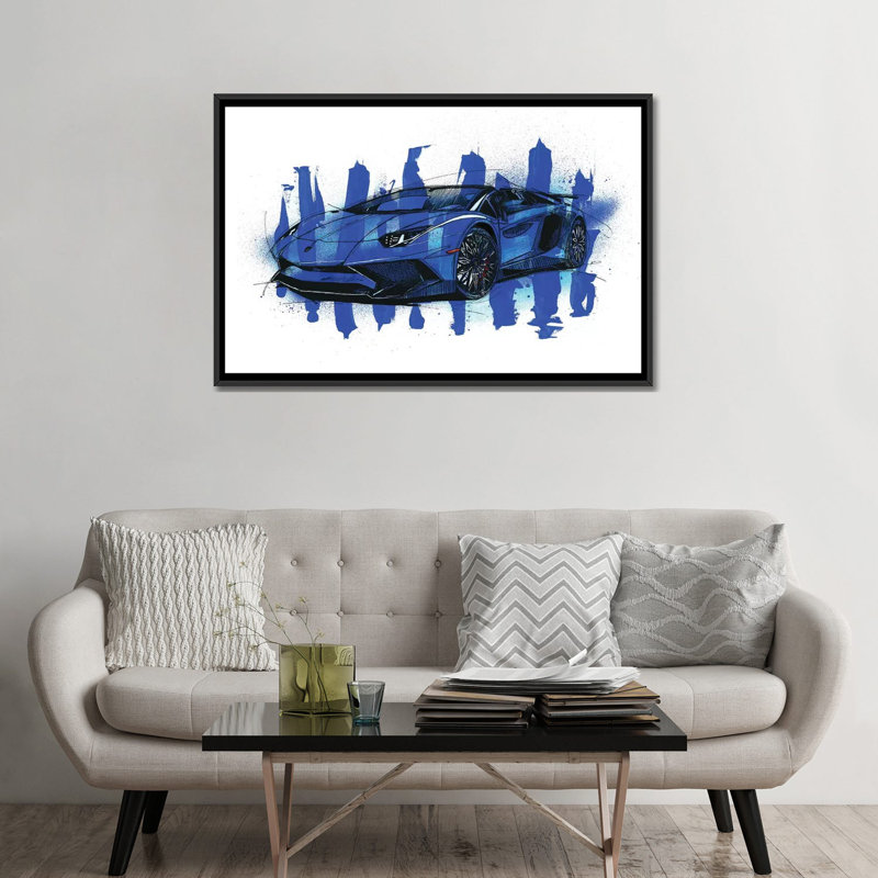 « aventador sv lp750-4 », reproduction sur toile, H 32 po x l 48 po x P 1,5 po, Toile avec cadre flottant noir, Pas de tapis