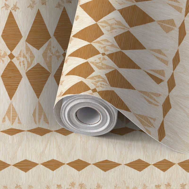 Papier peint adhésif peler et coller en PVC, revêtement mural auto-adhésif amovible avec imprimé moderne géométrique brun blanc Mid-Century, imperméable pour la décoration intérieure - Rouleau