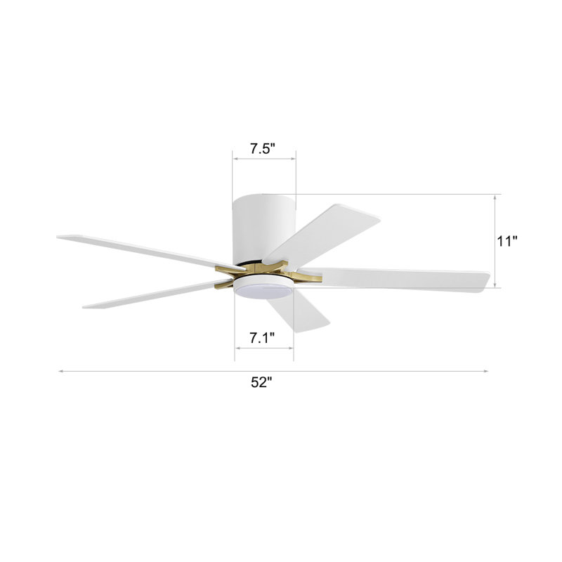 Ventilateur de plafond encastré à courant continu avec trousse d'éclairage et télécommande, Blanc, Blanc