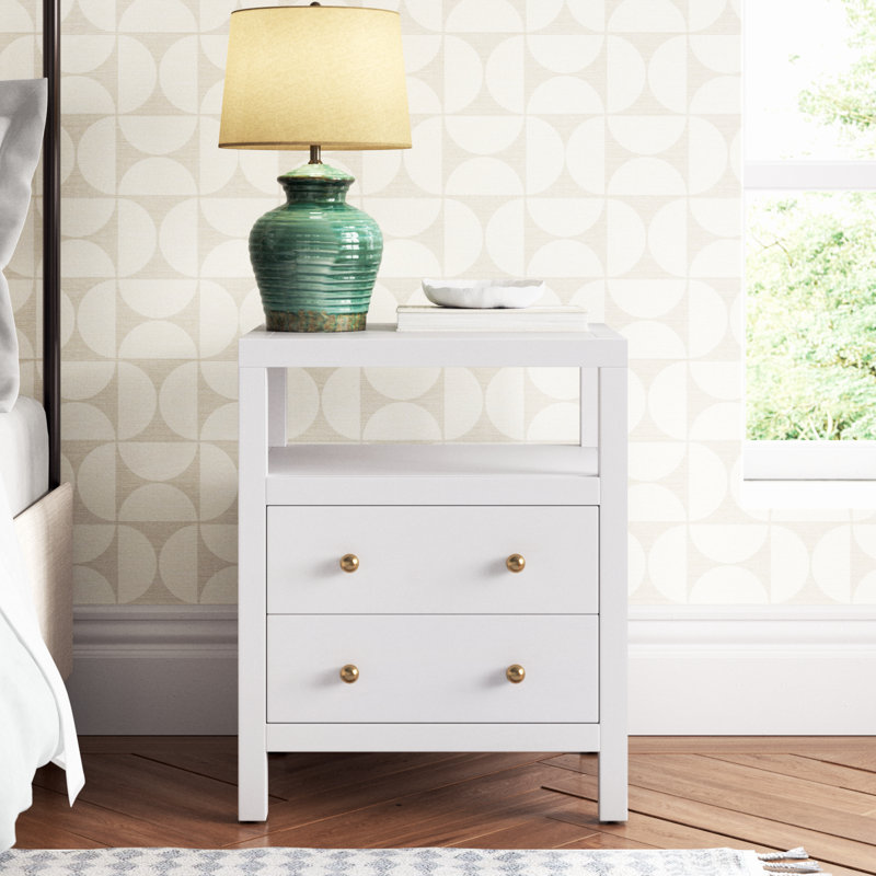 Celine 21" 2-Drawer Nightstand, Textured White