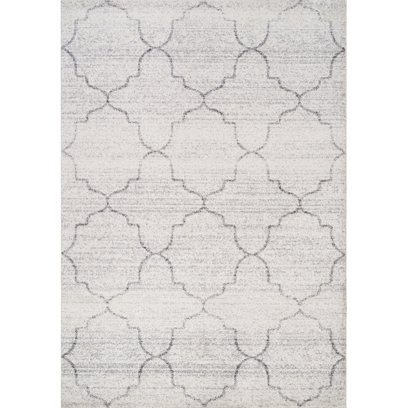 Katrein Geometric Classic Grey White Indoor Area Rug, Rectangle 7'10" x 10'6"