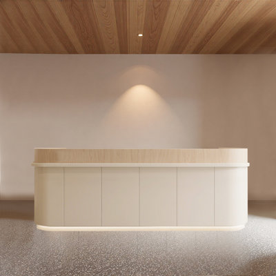 Modern Fashionable Welcome Desk with Integrated Cashier Area – Multi-Use for Offices Retail Spaces and Lobby Reception Areas