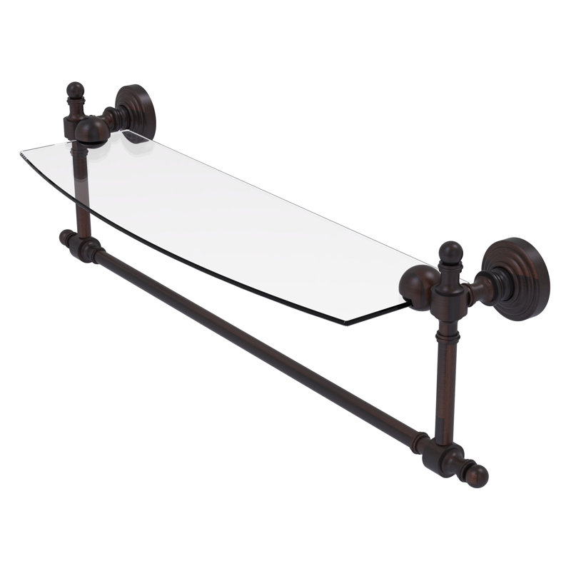 Retro Wave Bracket Shelf with Towel Bar, 22", Venetian Bronze