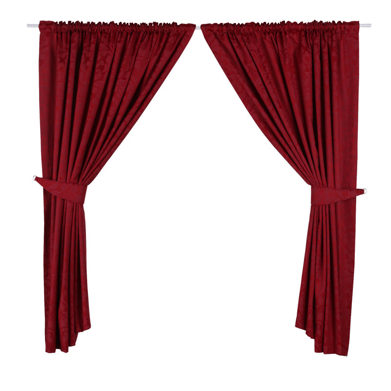 Cotton Blend Room Darkening Curtain Pair, Width 117 x Drop 137 cm, Burgundy