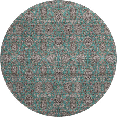 Premium Machine Washable Prisco Teal Rug