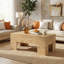 Table basse rectangulaire en bois 47,24 ", table basse centrale moderne avec pieds robustes pour le salon