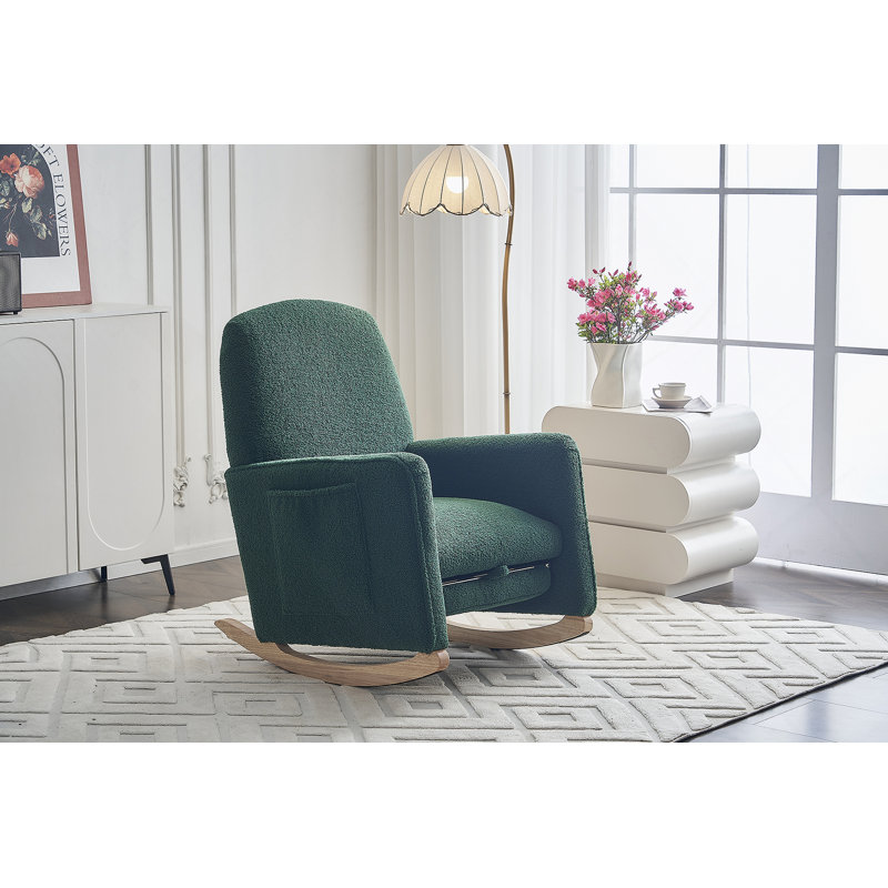 Chaise berçante Teddy en tissu avec repose-pieds réglable, vert, Vert
