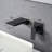 Matte Balck Wall Mount Bathroom Sink Faucet, Single Handle Bathtub Faucet With Waterfall Spout Brass Rough-In Valve Included-121292307
