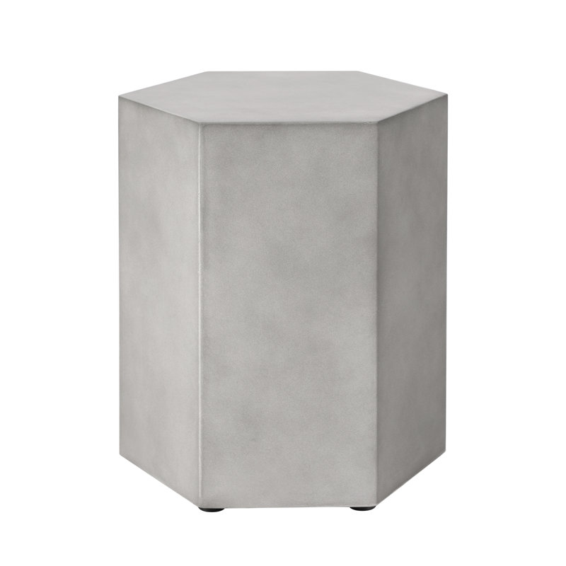 Table d'appoint hexagonale en béton gris - l 15 po x H 17 po pour table d'appoint moderne d'intérieur / extérieur pour patio, cour ou salon