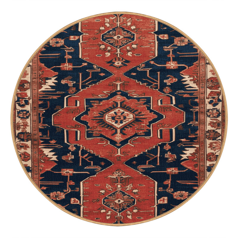 Tapis brun lavable à la machine, Rond 3 pi
