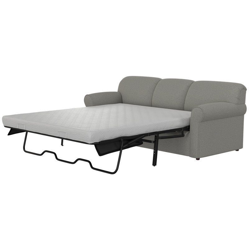 Aadhya 79" Rolled Arm Sleeper Sofa with Reversible Cushions, Sugarshack Salt, Queen, Gel Memory Foam
