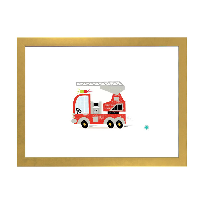 Fire Fire - impression d'art graphique, Papier encadré doré, Blanc, H 16 po x l 24 po x P 1 po