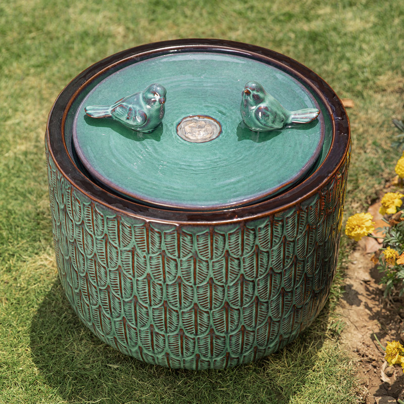 Jaici Weather Resistant Floor Fountain with Light, Turquoise