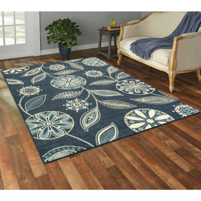 Adderley Floral Persian Blue Area Rug