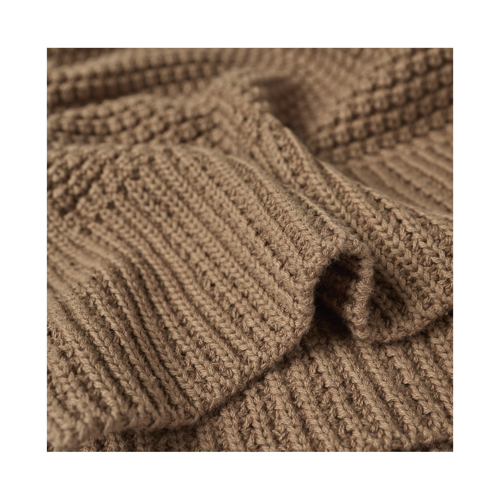 Avalon Cotton Knitted Throw Blanket, Almond