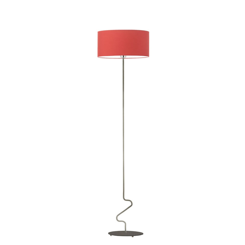 Drowne 166cm Traditional Floor Lamp, Red, Brushed Steel