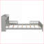 Lit plateforme simple en bois de pin massif avec tête de lit bibliothèque et amp; Détecteur de mouvement à DEL - Aucun sommier requis, gris