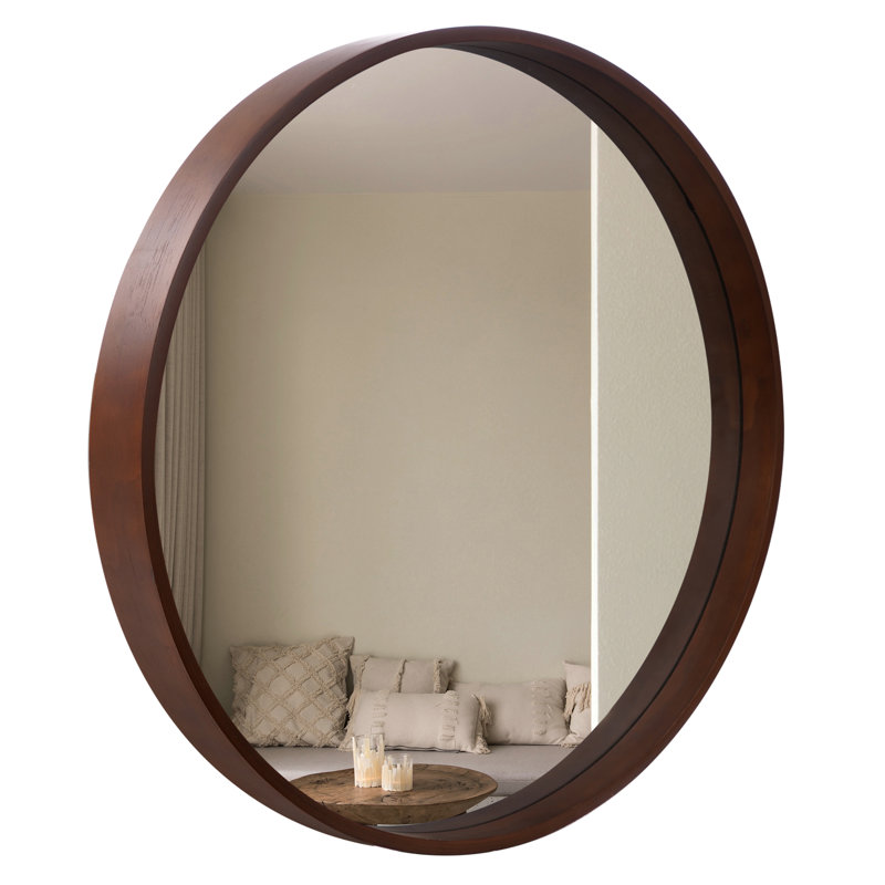 Karrina Round Mirror, Walnut, 32" x 32"