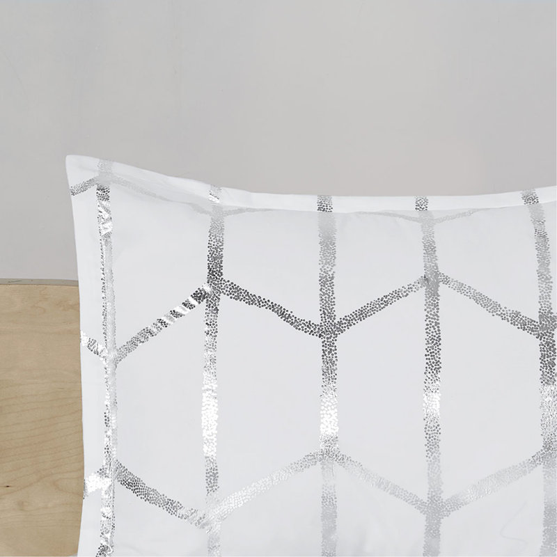 Ensemble d'édredon simple / simple TG, Blanc / argenté, Édredon simple + 3 pièces supplémentaires