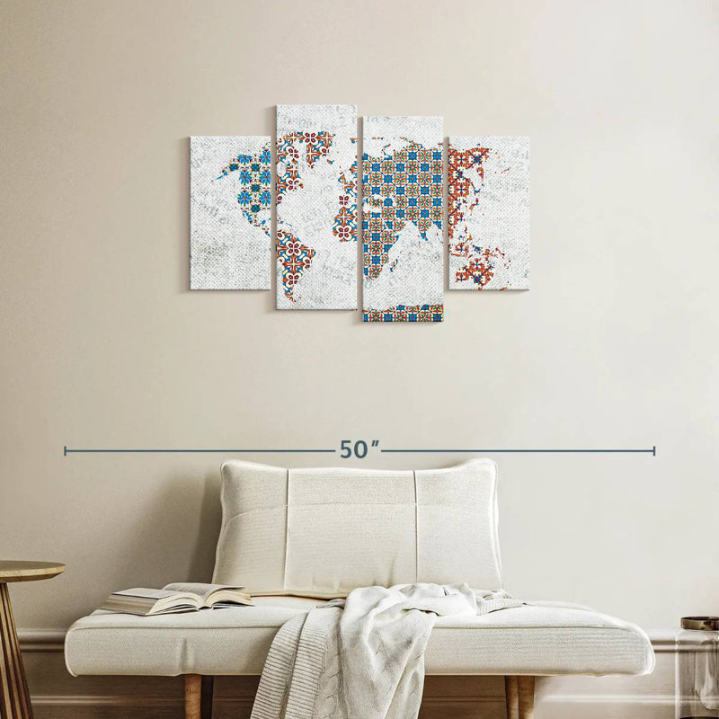 Aliaz Floral Tiles World Map