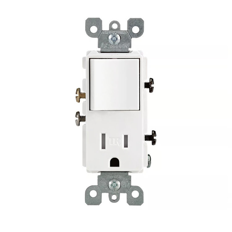Leviton Decora 15 Amp 125 Volt Watthite Combination Switch/Outlet 5-15R 1 Pack