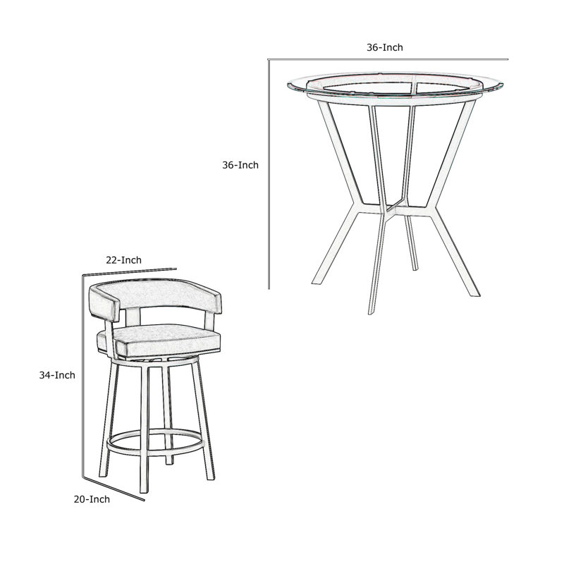 Ensemble de salle à manger à hauteur de comptoir pour 2 personnes, Ensemble de salle à manger 3 pièces, Noir / gris, Noir