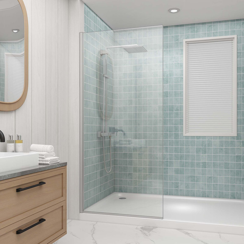 36"×76" Semi-Frameless Shower Glass Panel,Shower Door, Brushed Nickel