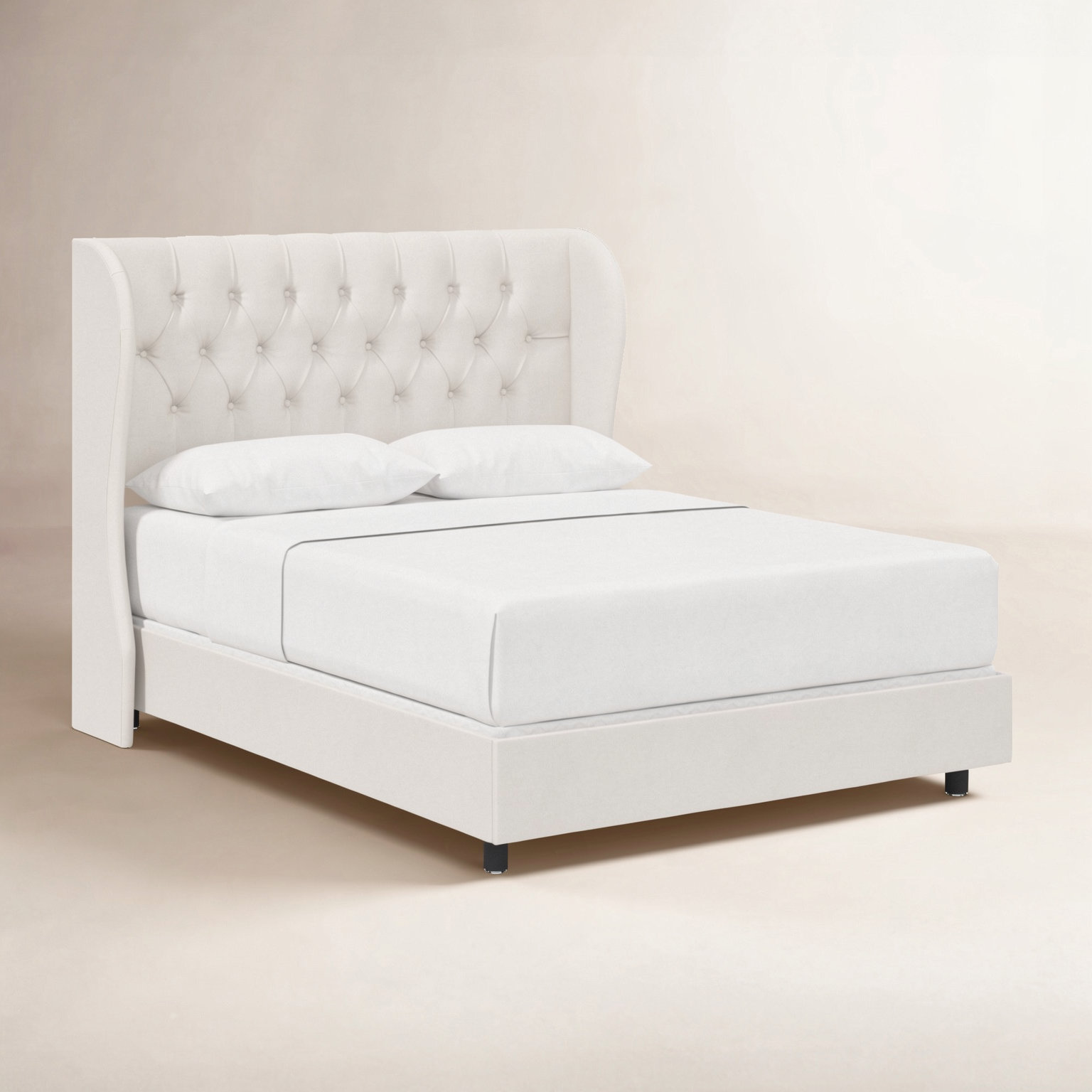 Tomey Upholstered Wingback Bed, King, Bella Light Gray Performance Velvet