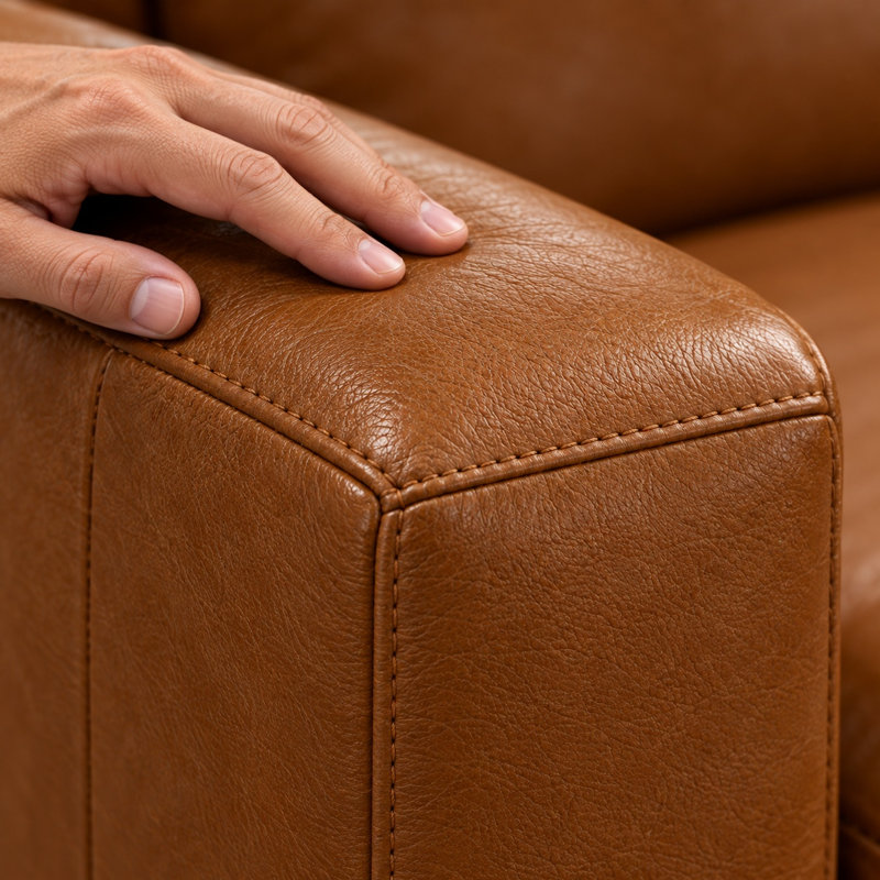 Novella LAF Elegant 100% Top Grain Leather Sofa, Made to Order, Mars Canyon