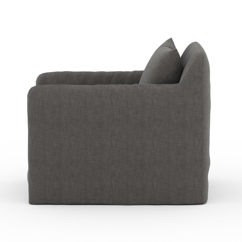 Dade Swivel Slipcovered Armchair, Charcoal