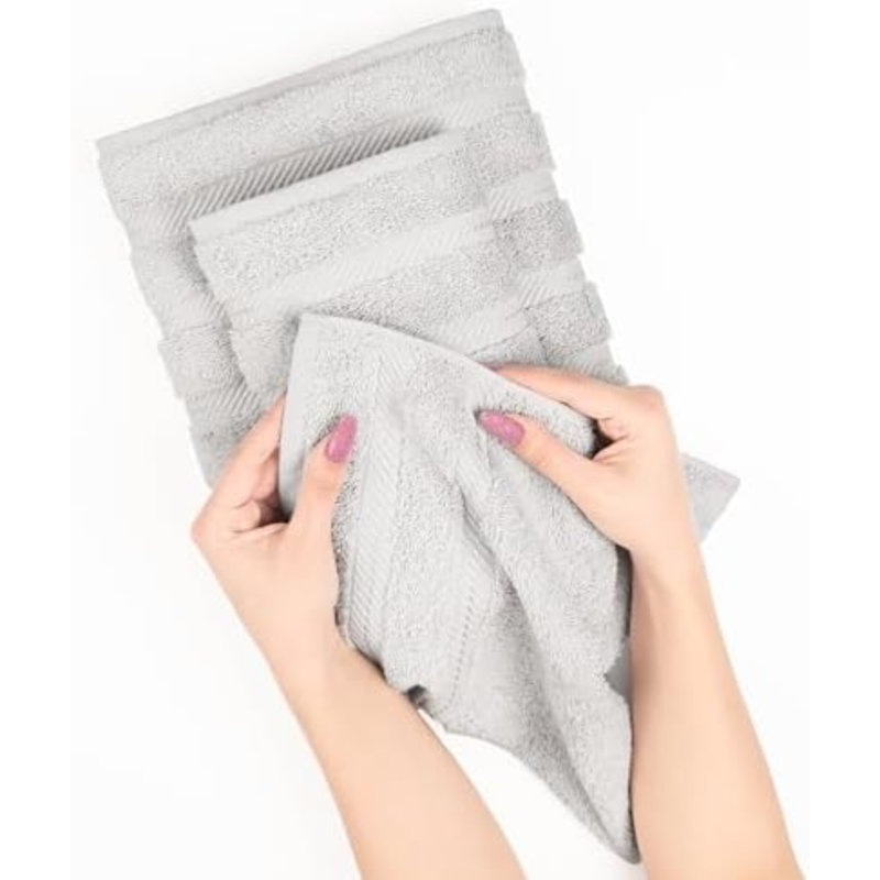 Luxury 4 Piece Bath Towel Set, 600 GSM 100% Cotton Turkish Bath Towels For Bathroom, 27X54 In Large Bathroom Shower Towels, Silver Grey