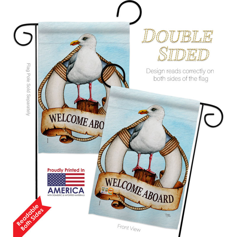 Drapeau de jardin en polyester Seagull House, H 18,5 po x l 13 po