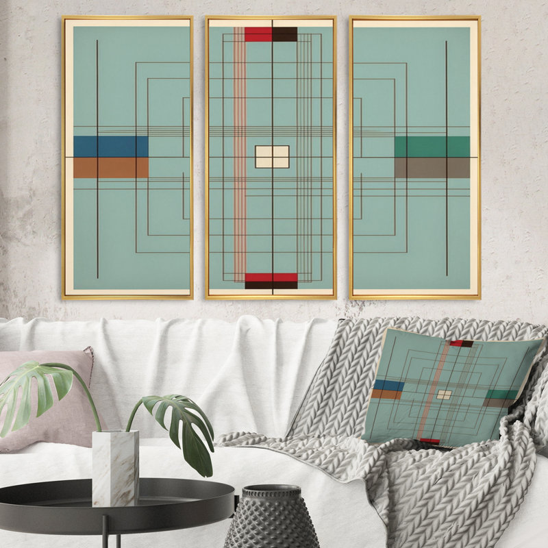 «Vintage Mid-Century Graphics IV», reproduction sur toile 3 pièces, H 28 po x l 36 po x P 1 po, Toile tendue