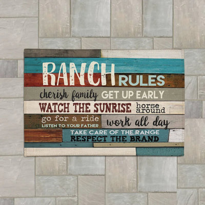 Southwest Ranch Rules Chenille Indoor / Outdoor Rug