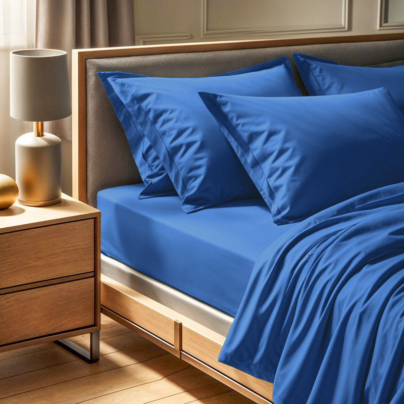 Premium 100% Cotton Ranforce Single Fitted Sheet, 35.4 x 78.7 inches | 155 Thread Count, Soft and Breathable, Machine Washable at 86°F | Elegant Blue Color, Perfect for Comfortable Sleep and Easy Care
