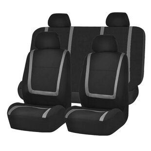 FH Group Deluxe Diamond Pattern Faux Leather Seat Cushions for Car Truck  SUV Van - Gray/Black Front Seats