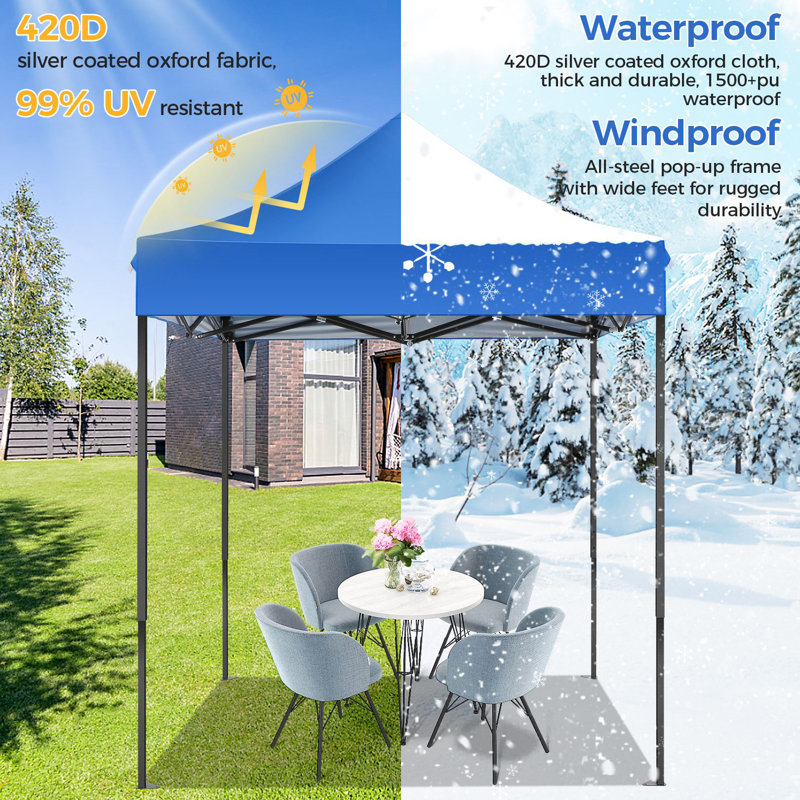 Tente d'auvent robuste 6,6 x 6,6 pi, tente commerciale escamotable, Bleu