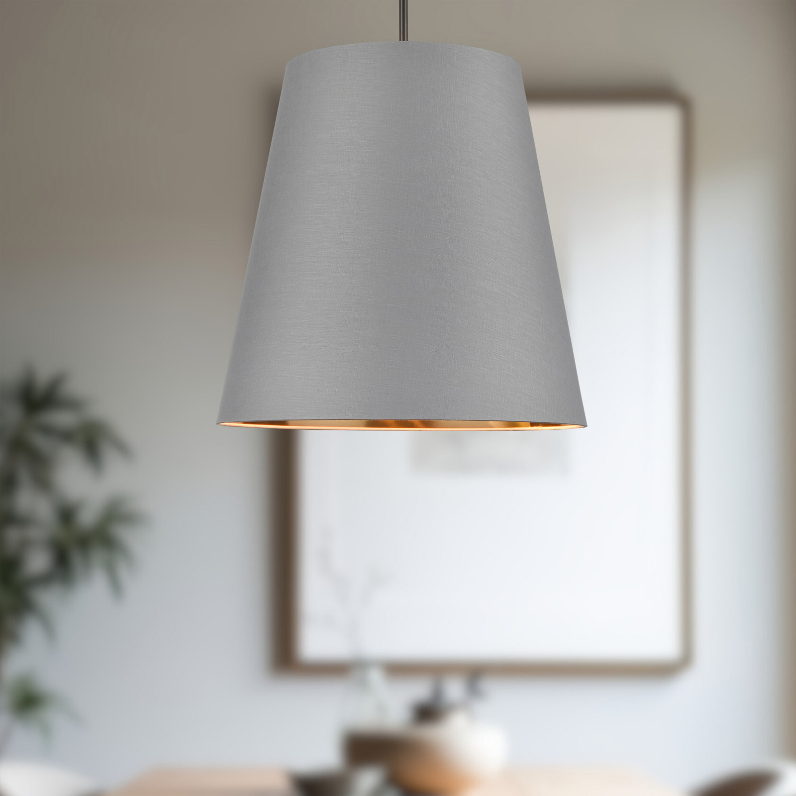 3 Light Steel Pendant, Black, 71.76" H x 24.88" W x 24.88" D, Gray
