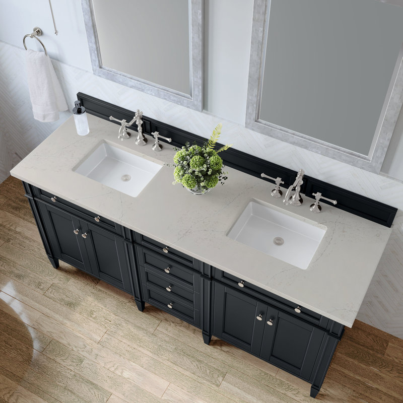 Meuble-lavabo double l 72 po Dussault, Noir onyx, 8 po, Sibérien