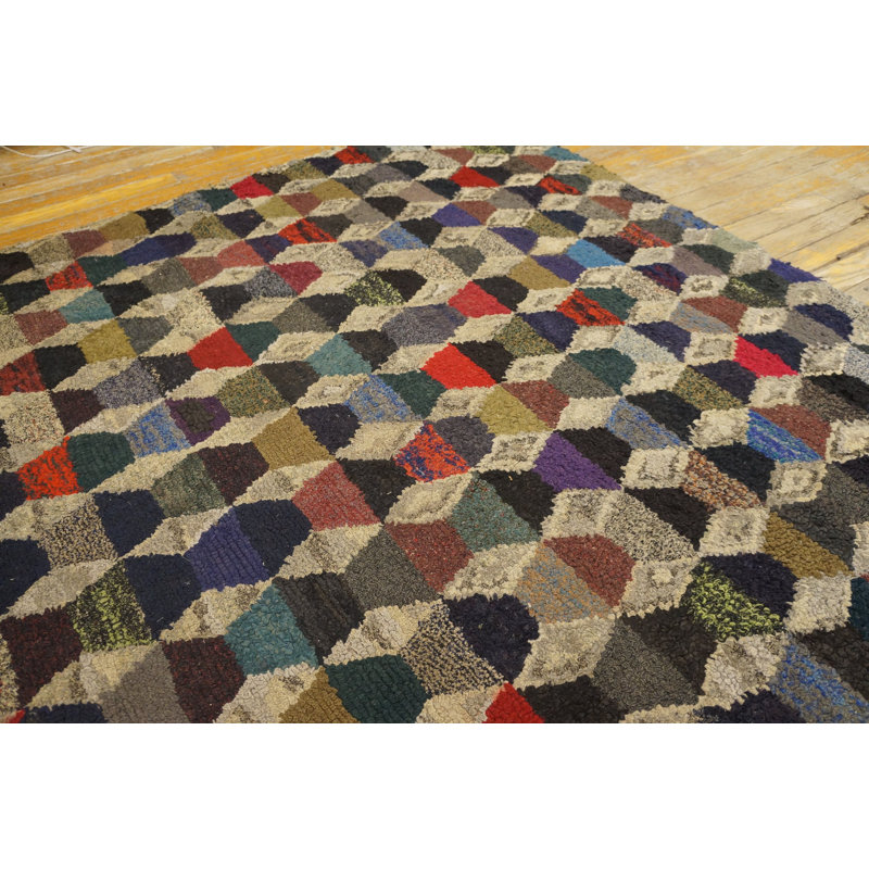 Hand Knotted Wool Geometric Area Rug in Multicolored
