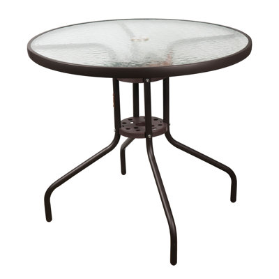 Landsbaugh Round Glass Outdoor Dining Table Yes , 31.5 " W 31.5 " D