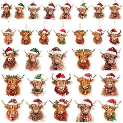 Ornements de Noël aquarelle de Noël Highland Cow - 45Pcs Highland Cow