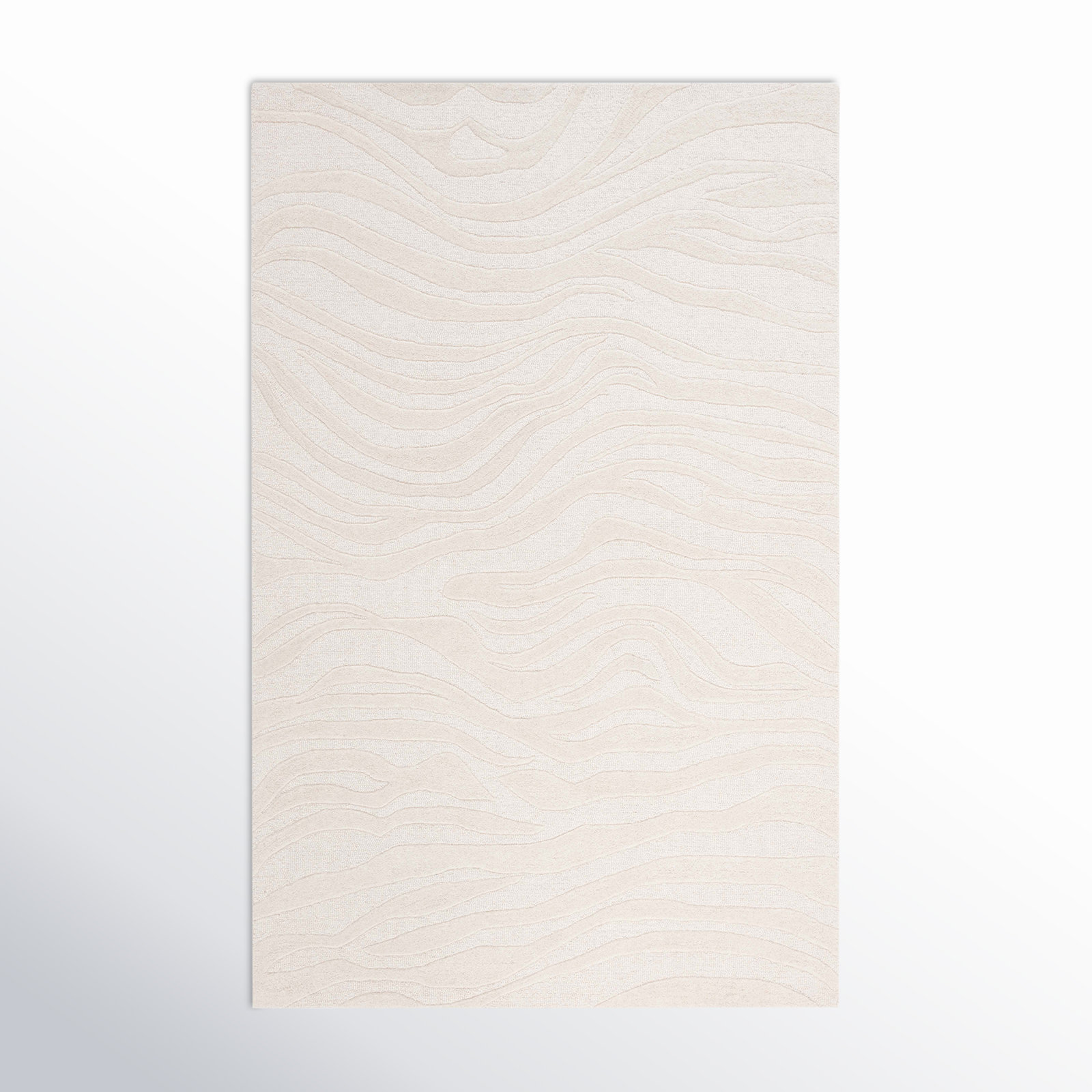 Burleson Abstract Hand Tufted Wool Area Rug in Ivory, Rectangle 5' x 8'
