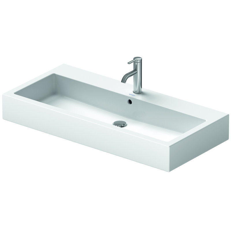 Lavabo de salle de bain mural rectangulaire en céramique avec trop-plein Vero