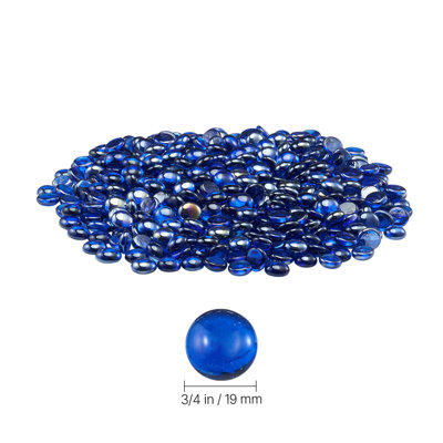 Verre de feu, pierres de foyer résistantes aux températures élevées de 10 lb / 4,5 kg, perles de verre de foyer réfléchissantes et sans fumée de 3/4 po / 19,05 mm, aménagement paysager en pierre à haute brillance pour table de foyer, bleu cobalt