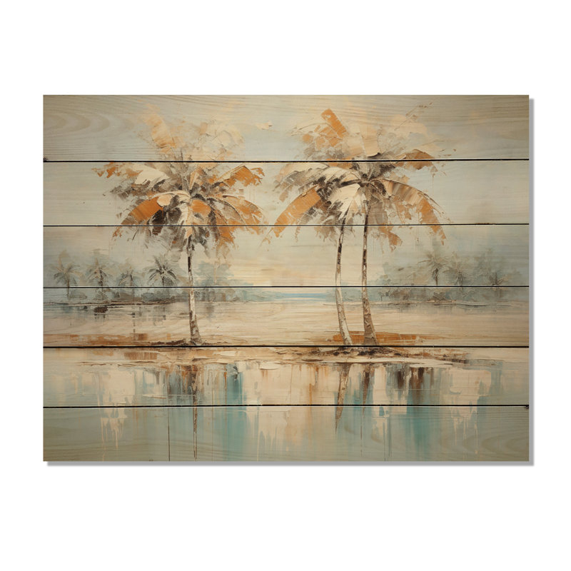 Minimalisme Plam Trees Solutide II sur bois, H 30 po x l 40 po x P 0,78 po