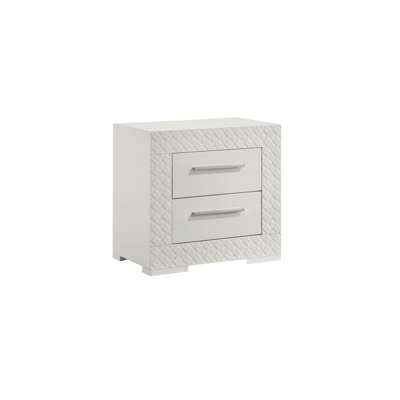 Modern Style Nightstand With 2 Drawers In White Finish 2 Construction And Red