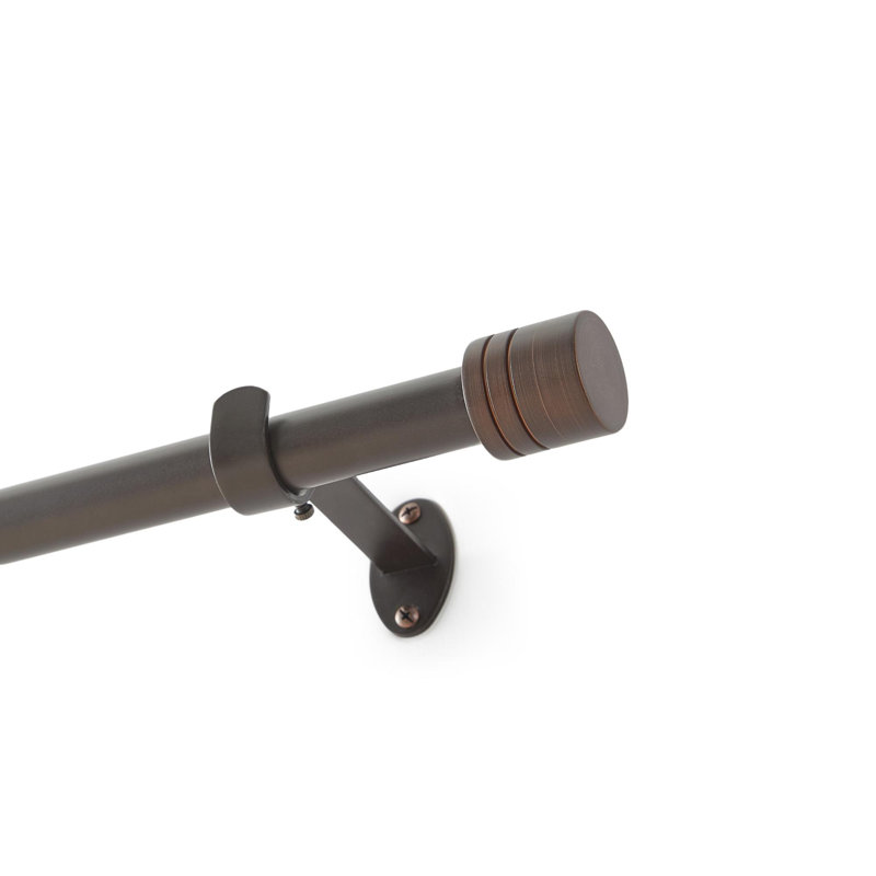 Verona 1” Single Curtain Rod with Cylinder End Cap Finial Design, Antique Bronze -32"W x 78"L, 32"W x 78"L, Antique Bronze
