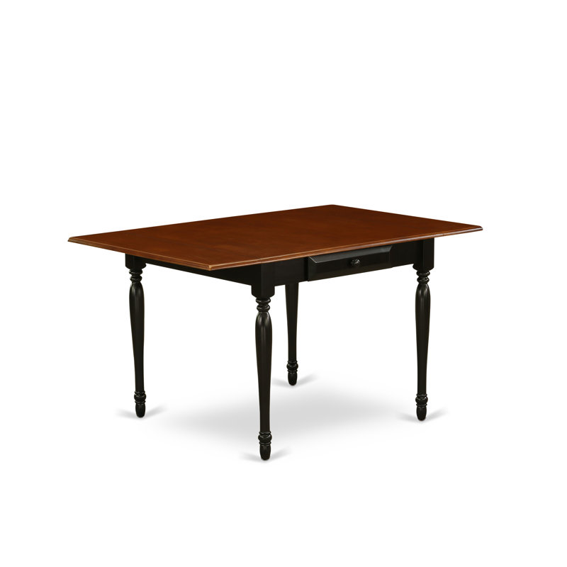 Monza Mid-Century Modern Dining Table - a Rectangle Dining Table Top with Dropleaf & Stylish Legs, Black & Cherry