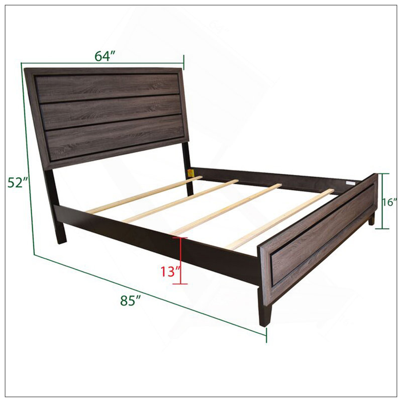 Grand lit contemporain en bois gris